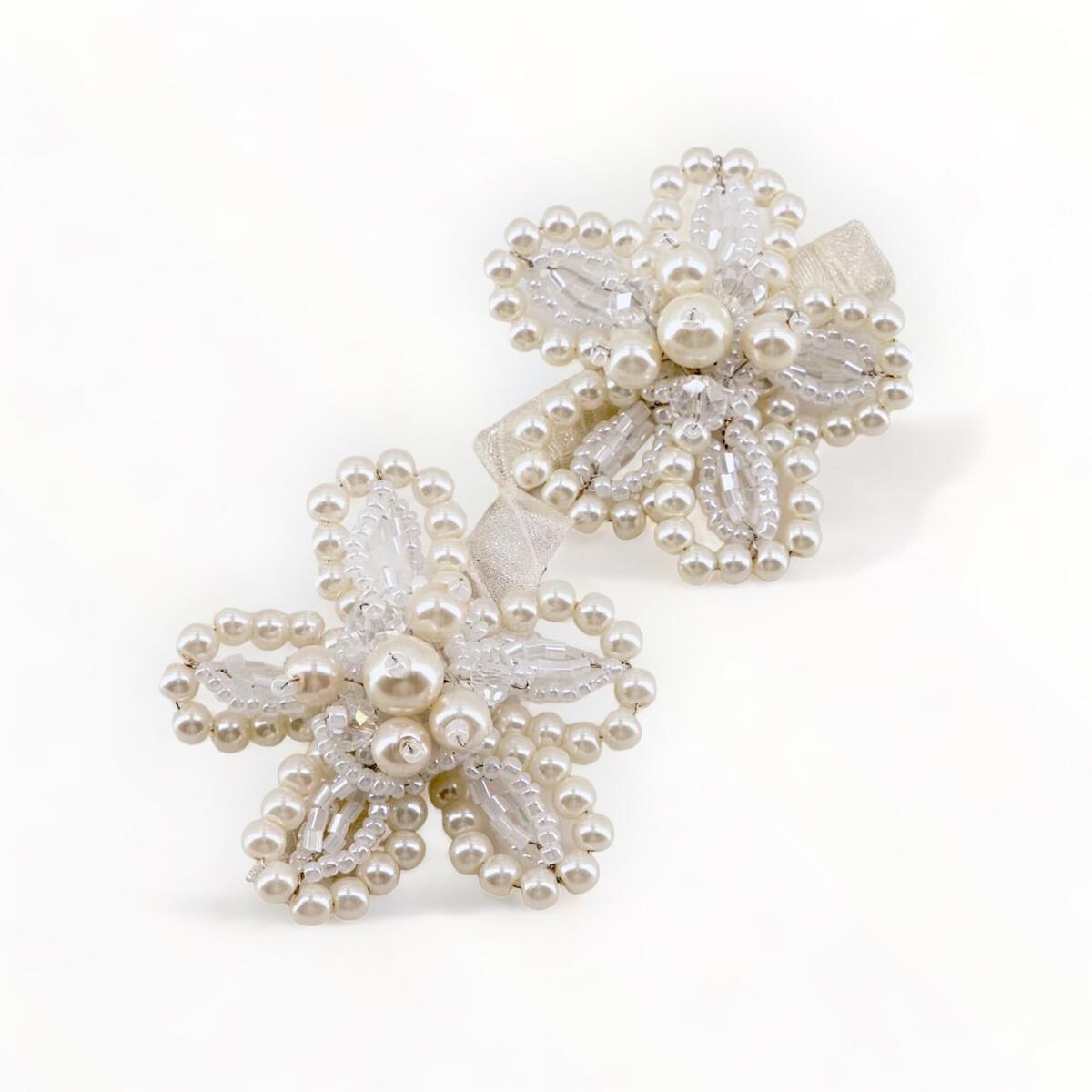 Girl's Hair Clip Set of 2 Pearl Garden Flowers