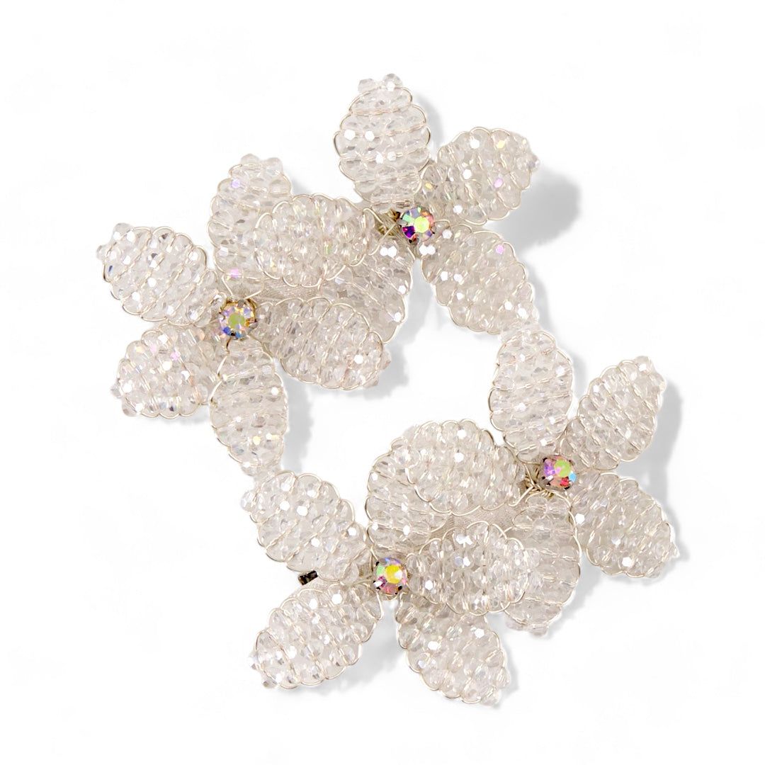 Girl's Hair Clip Set Double Crystal Flowers