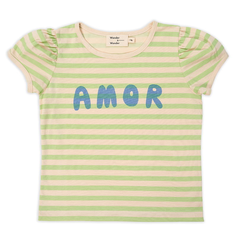 Girl's Green Stripe Amor Tee