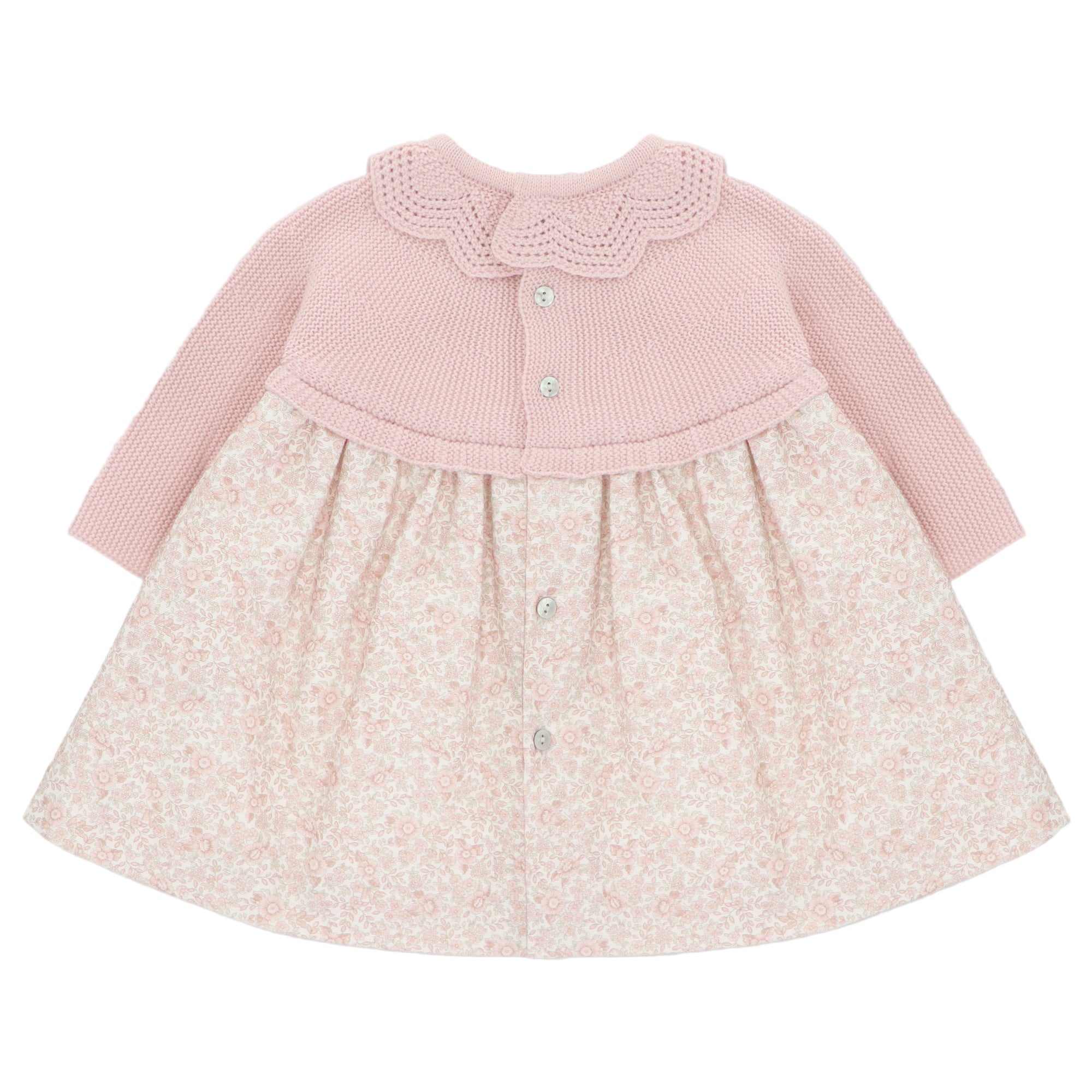 Pink Knitted Scallop and Pink Print Dress