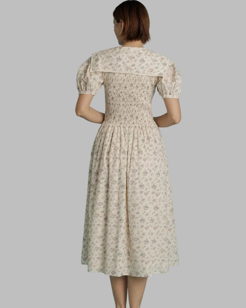 Women's Pink Floral Smocked Dress
