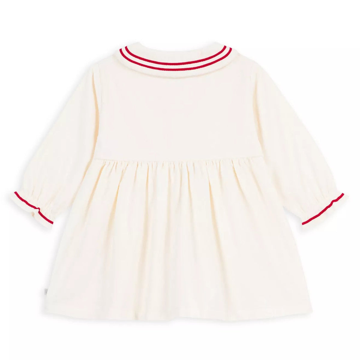 Cream Corduroy Dress Red Trim