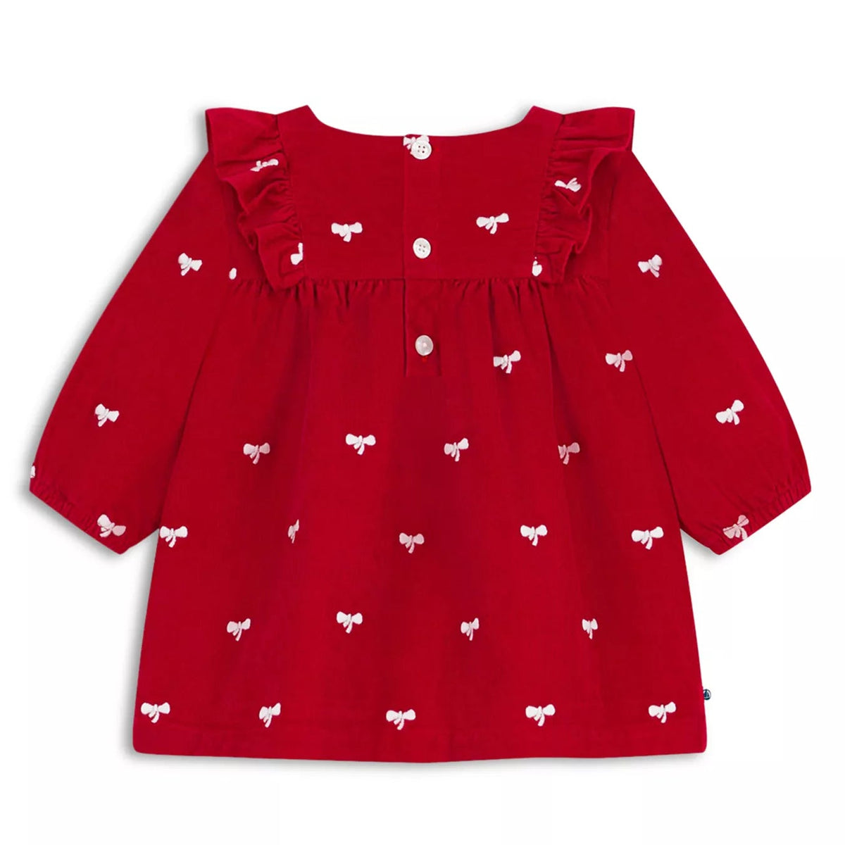 Petit Bateau Red Corduroy Bow Infant Dress