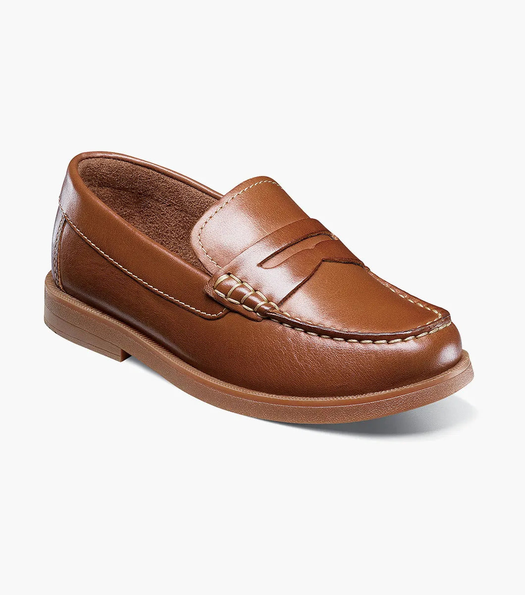 Boy's Cognac Moc Toe Penny Loafer