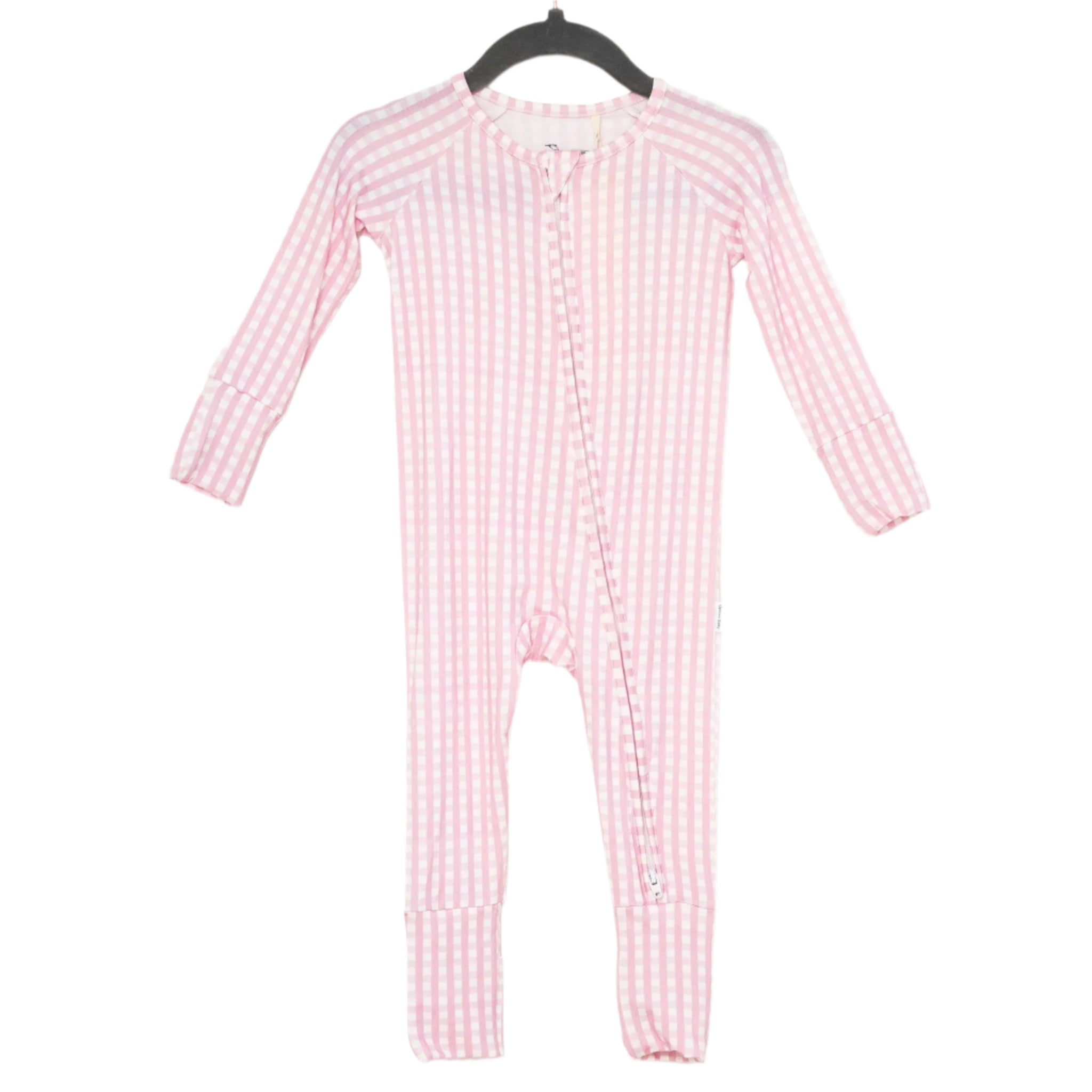 Pink Gingham Bamboo Zip Romper
