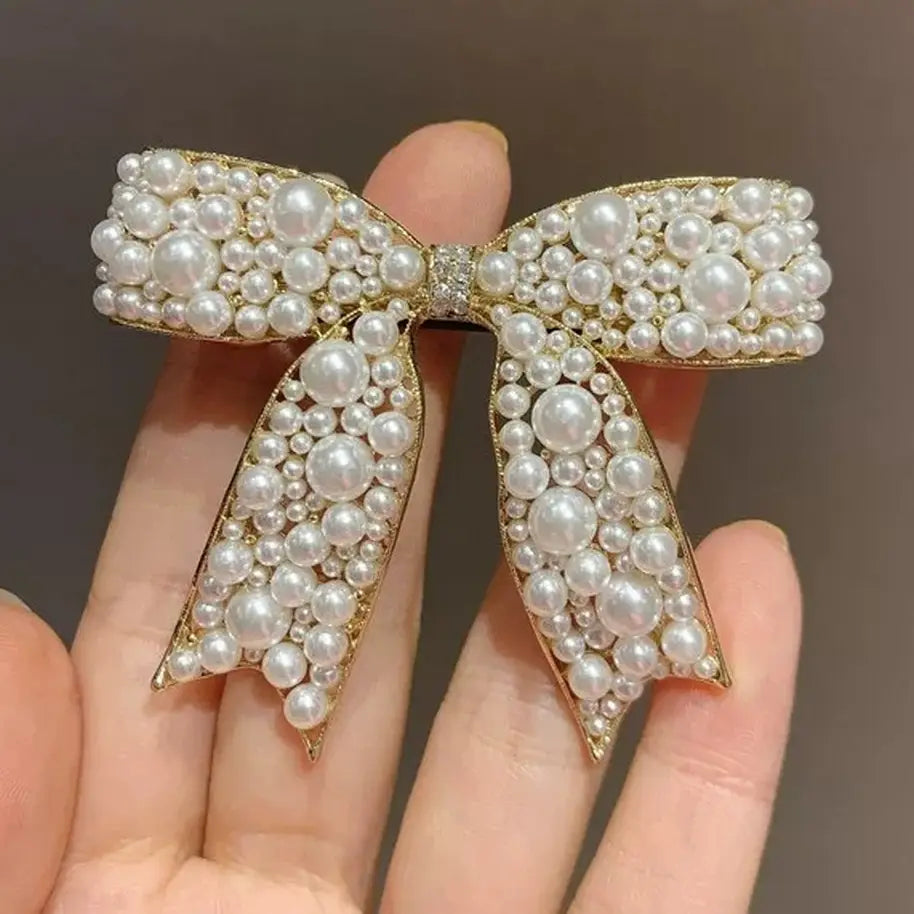 Pearl Bow Hair Clip