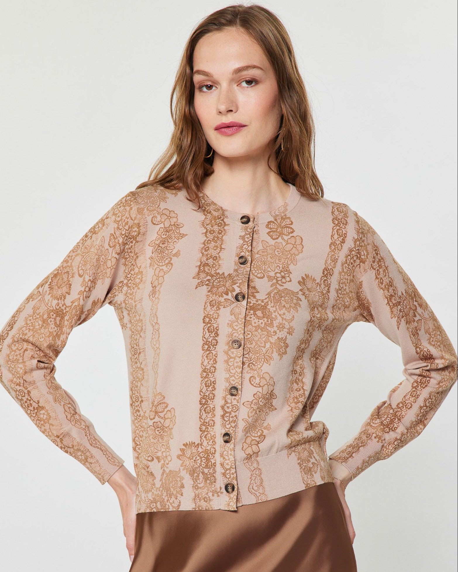 Blush Lace Print Cardigan