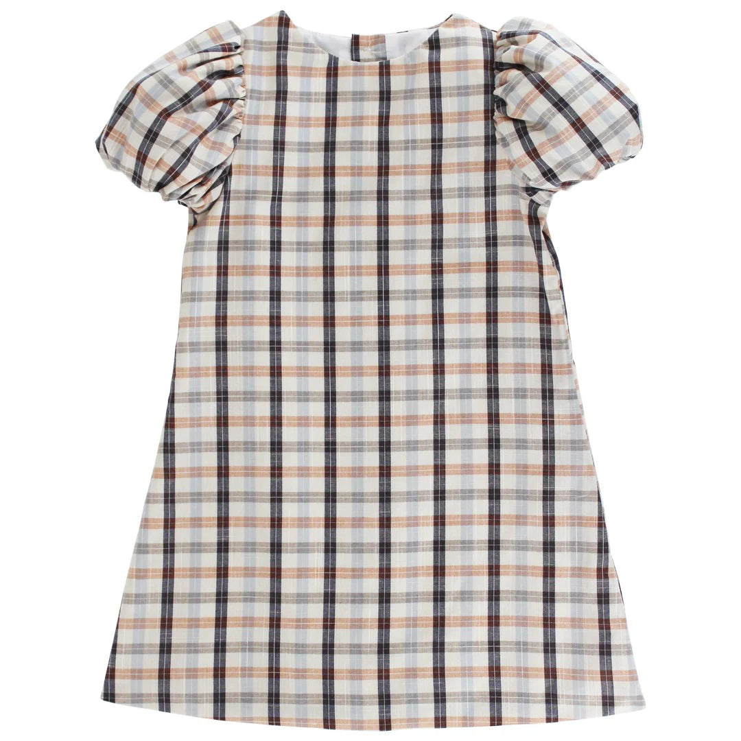 Girl's Charleston Beige Plaid Aline Dress