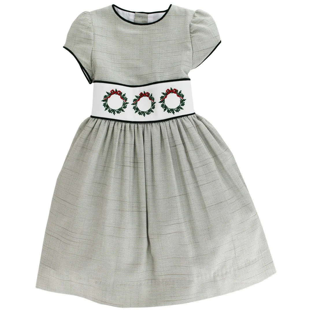 Girl's Basil Embroidered Laurel Wreath Dress
