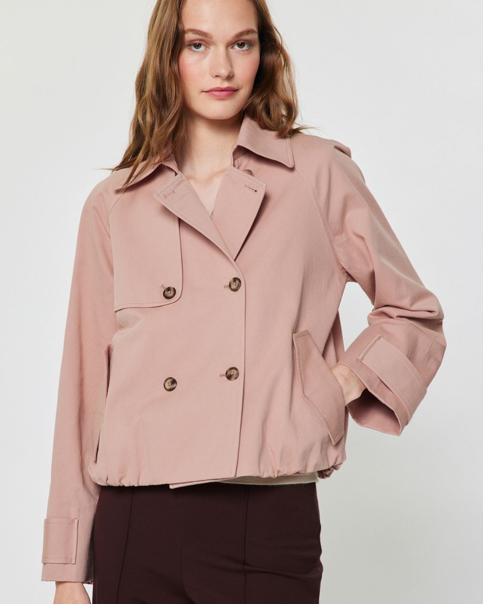 Rose Double Breasted Short Trench