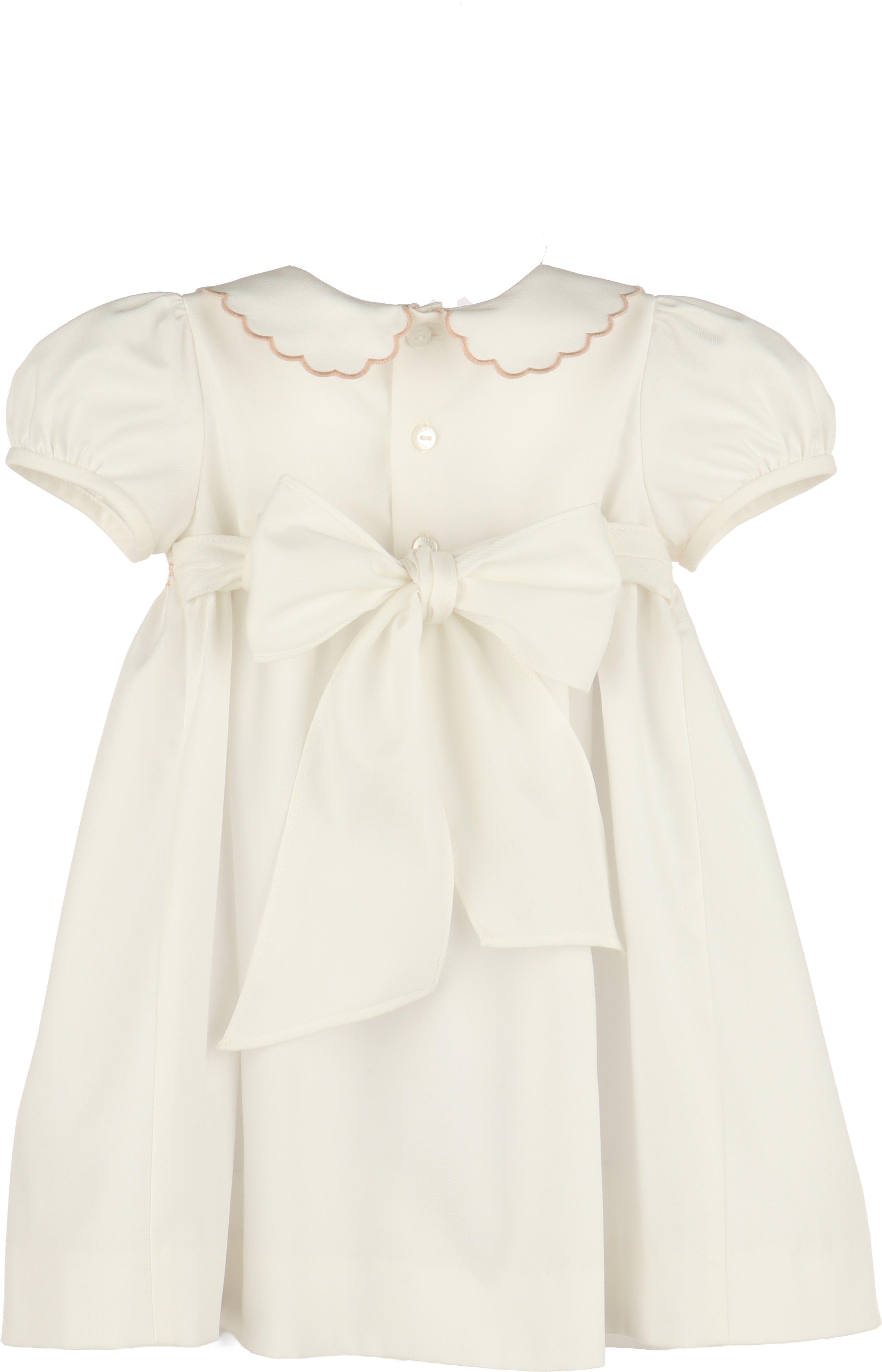 Off White Beige Smocked Dress