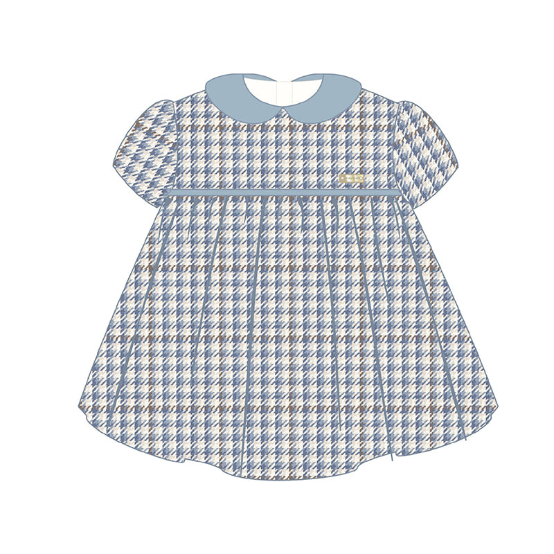 Girl's Blue Flannel Plaid Dress