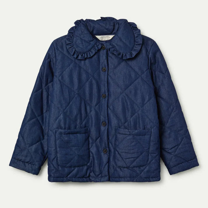 Girl's Dark Denim Quilted 3/4 Jacket