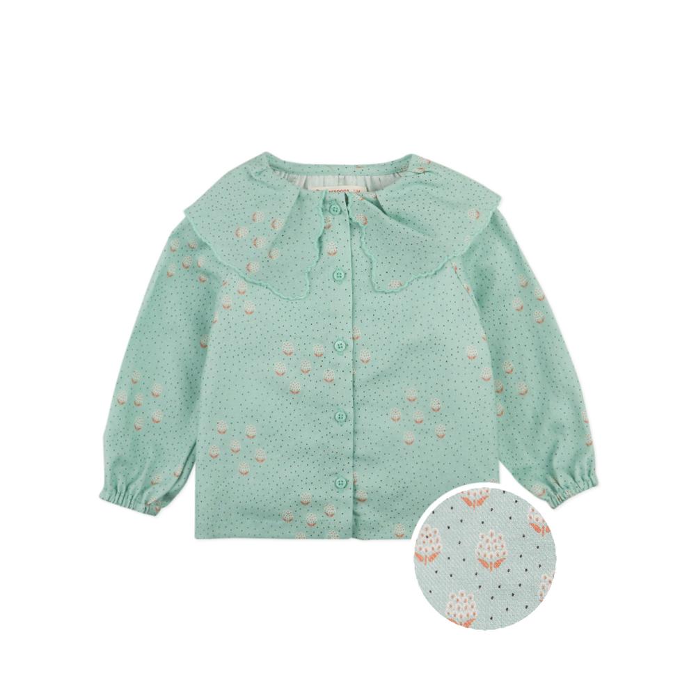 Mint Dot Wide Collar Infant Blouse