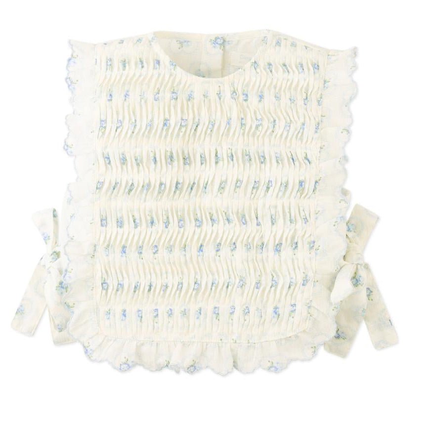 Blue Print Gathered Side Tie Top