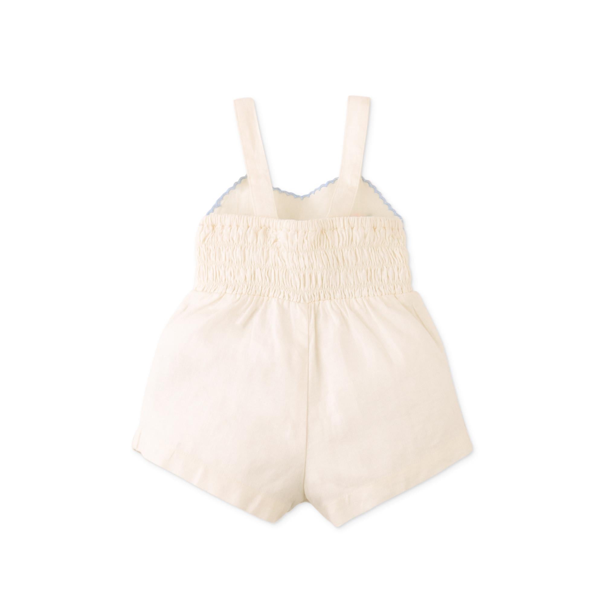 White Cross-stitch Sun Romper