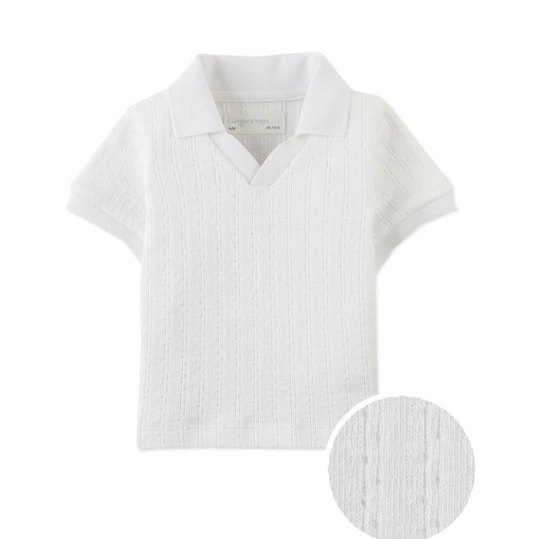 Infant Boy's White Cable Jersey Polo