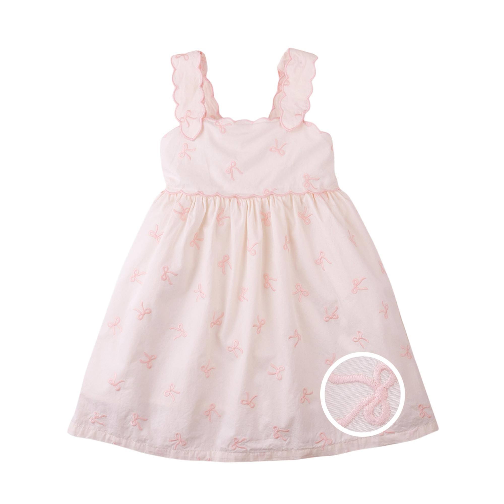 Pink Embroidered Bow Sundress