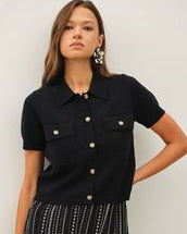 Women's Black Two Pocket Sweater