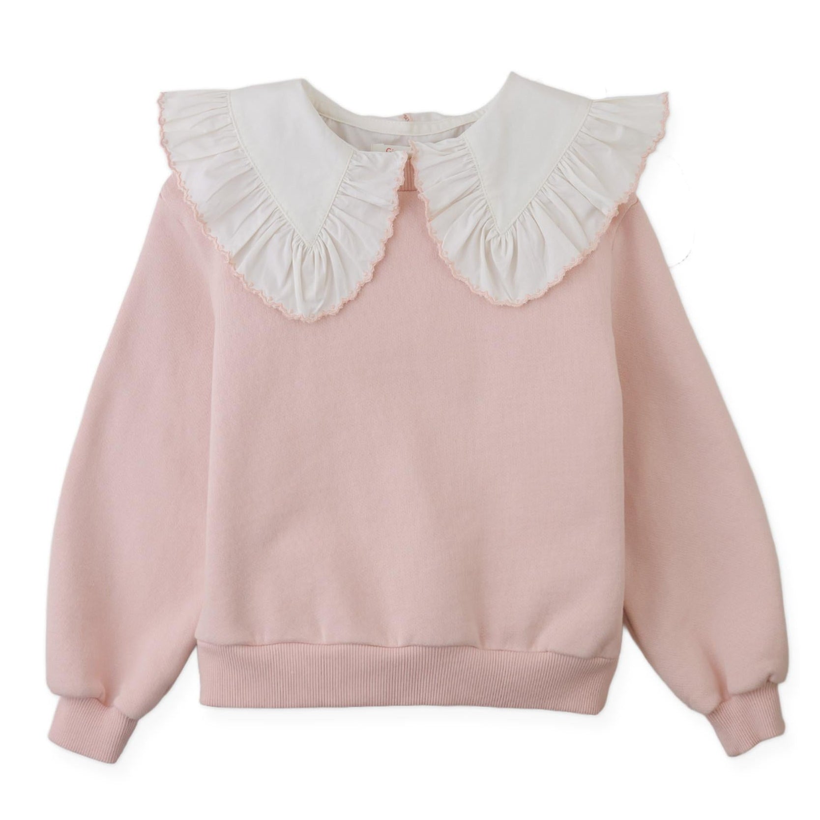 Pink Sweatshirt with Detachable Wide Collar