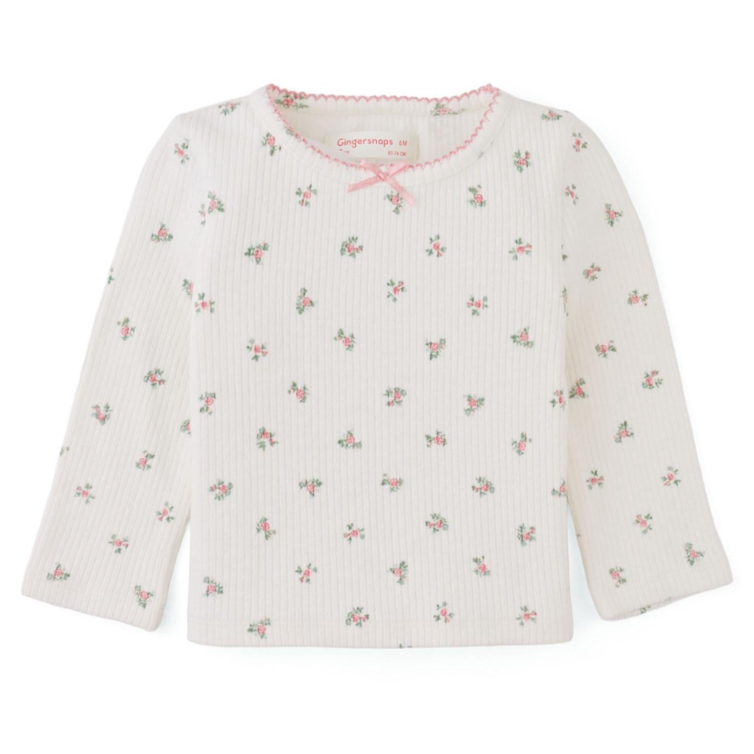 Cream Pink Floral Ribbed Infant Tee