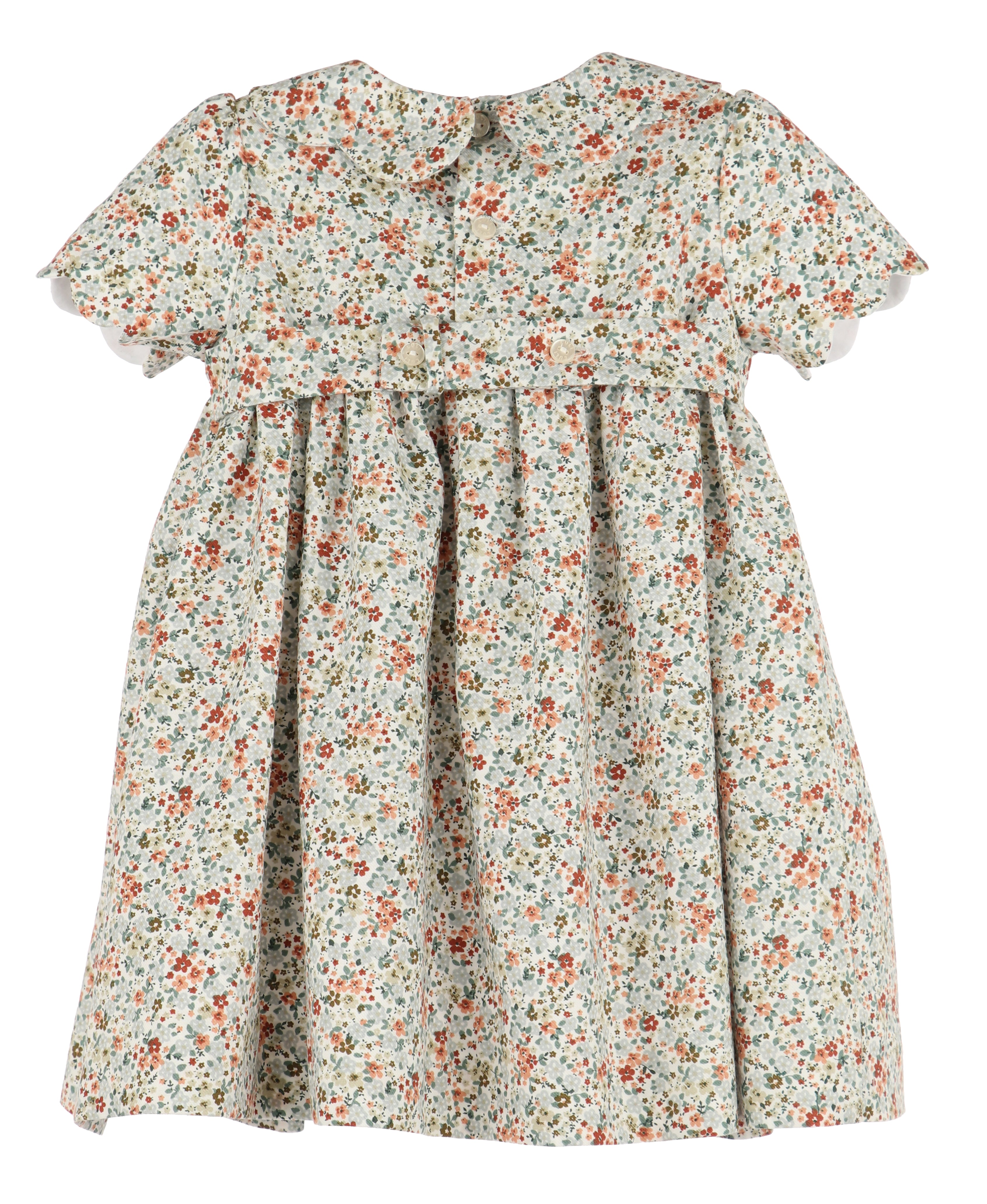 Seafoam Autumn Print Smocked Dress