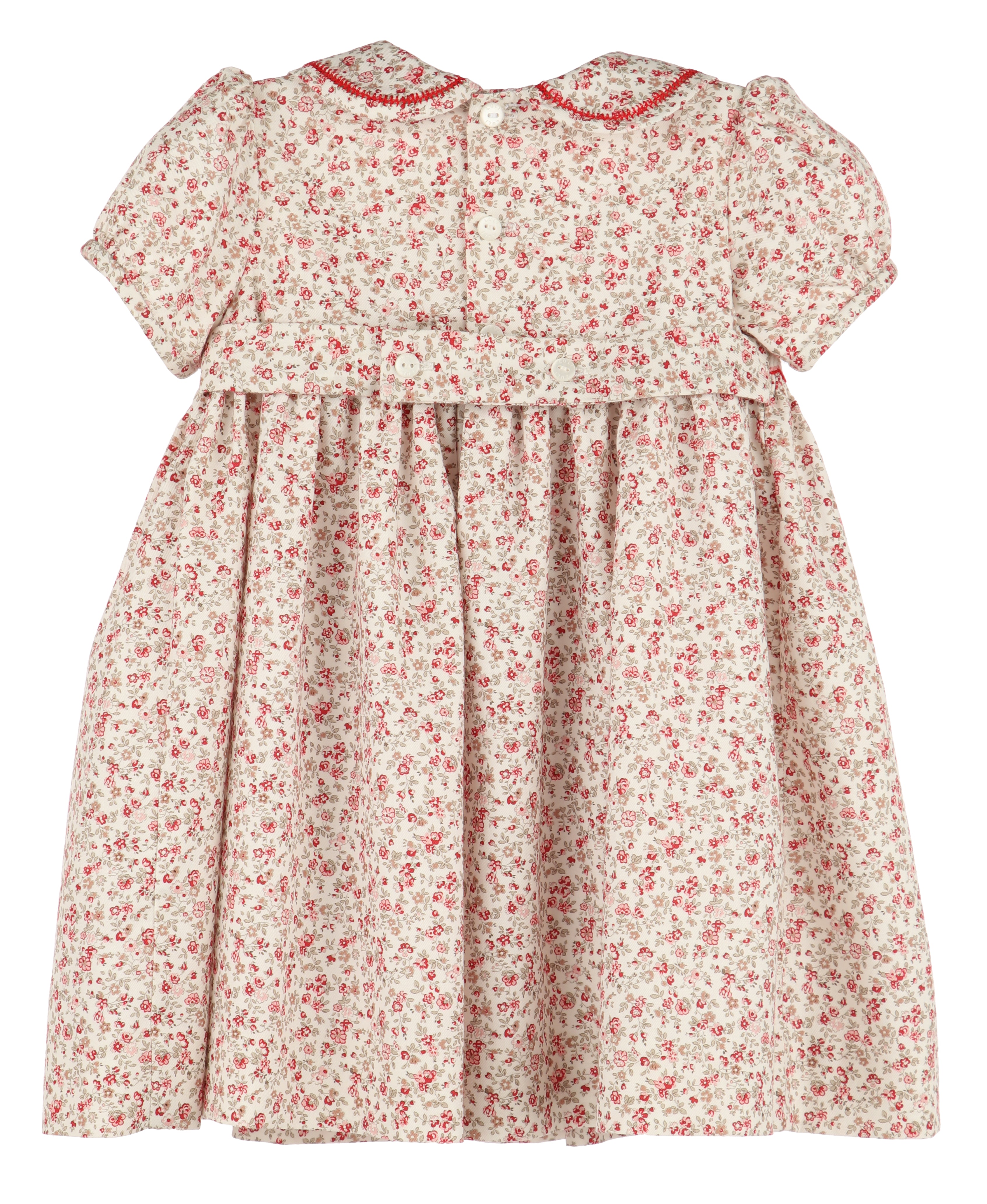 Mulberry Red Ditsy Smocked Dress
