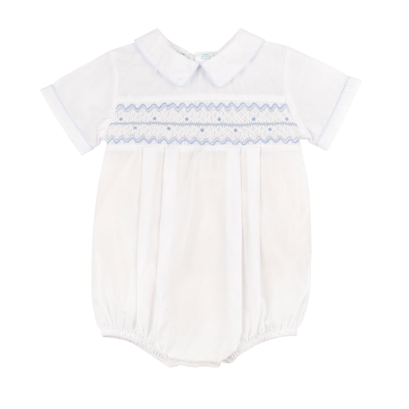 Boy's White Wave Smocked Romper