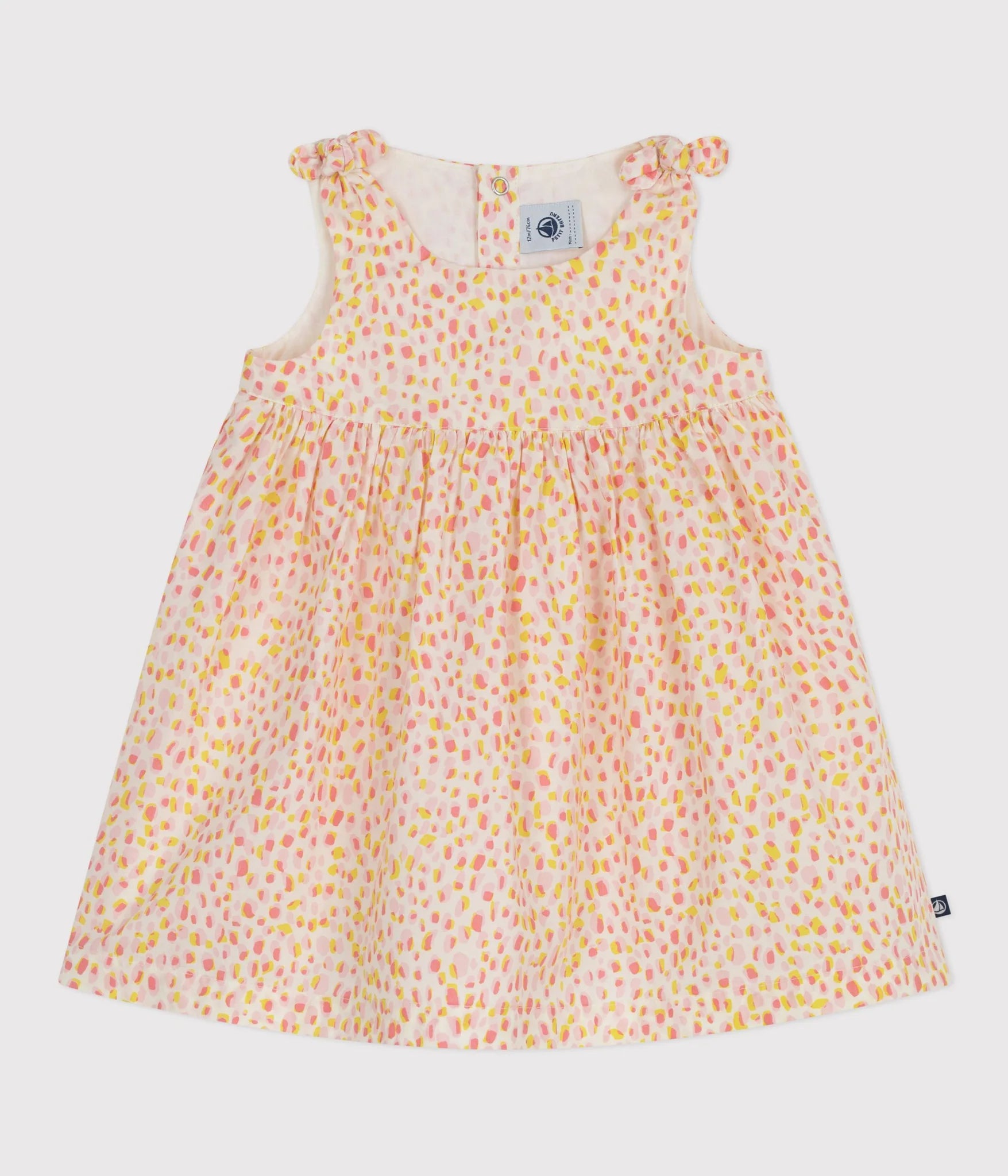 Salmon Yellow Spots Dress with Bows