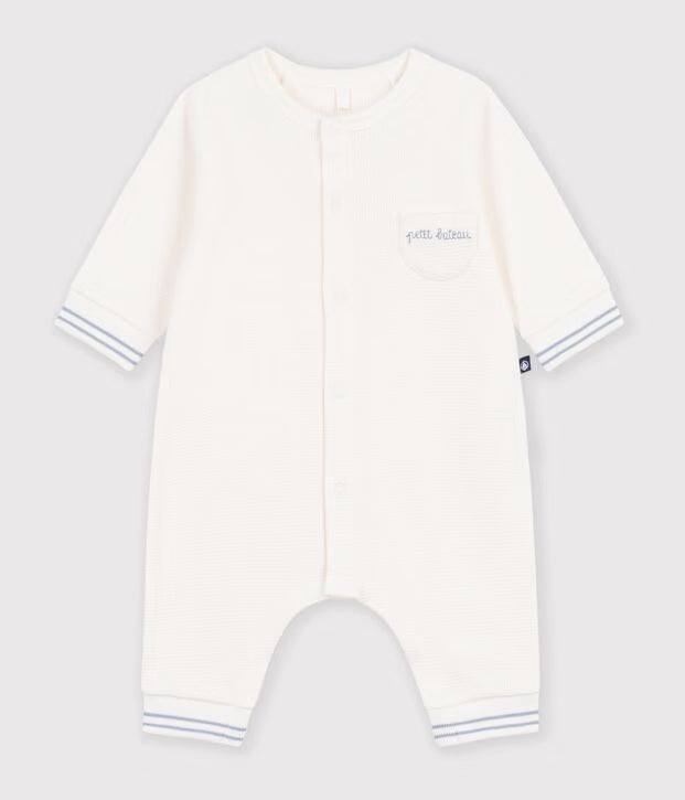 Petit Bateau White Waffle Romper