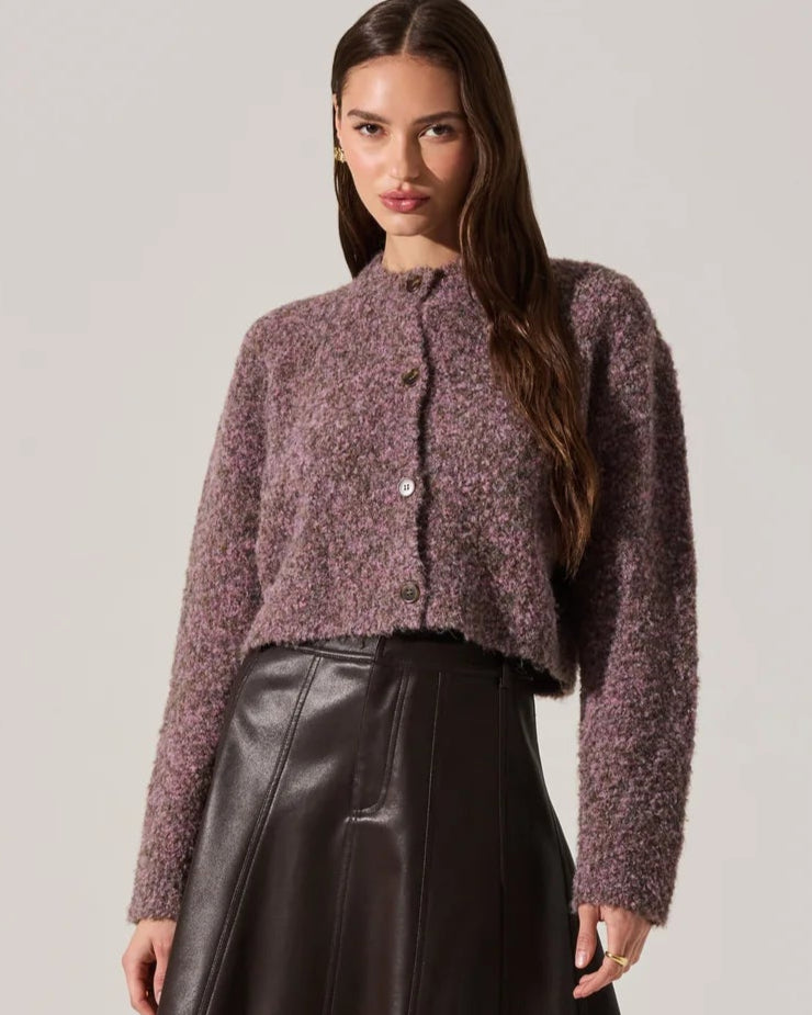 Sebille Lilac Olive Boucle Cardigan