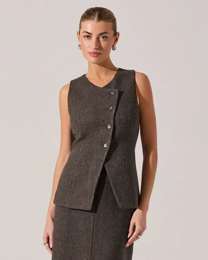 Sonja Brown Tweed Check Vest