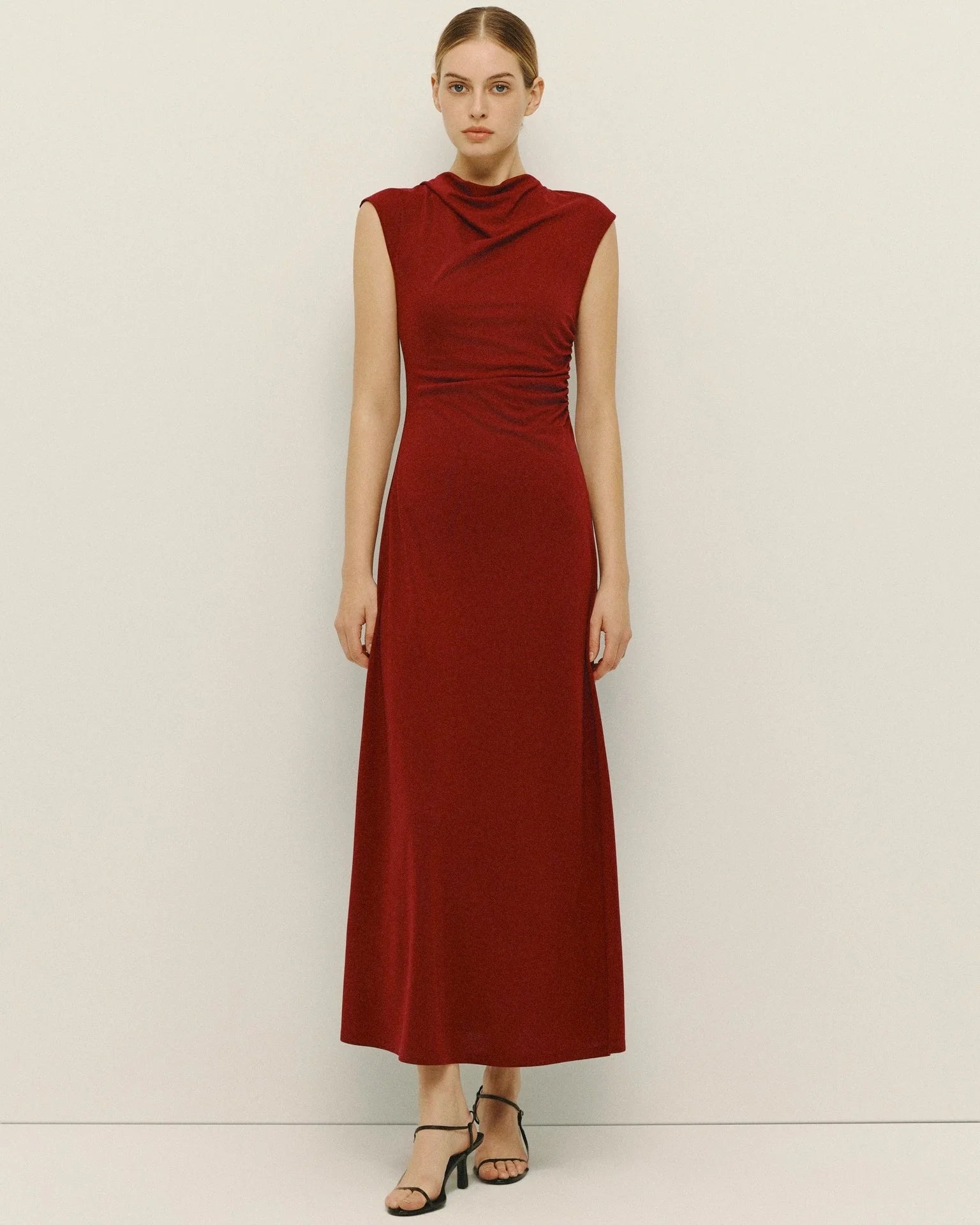 Celin Bordeau Knit Midi Dress