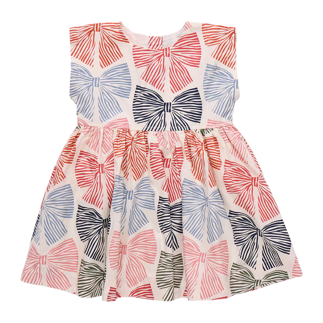 Girl's Pink Chicken Multi Bow Dress