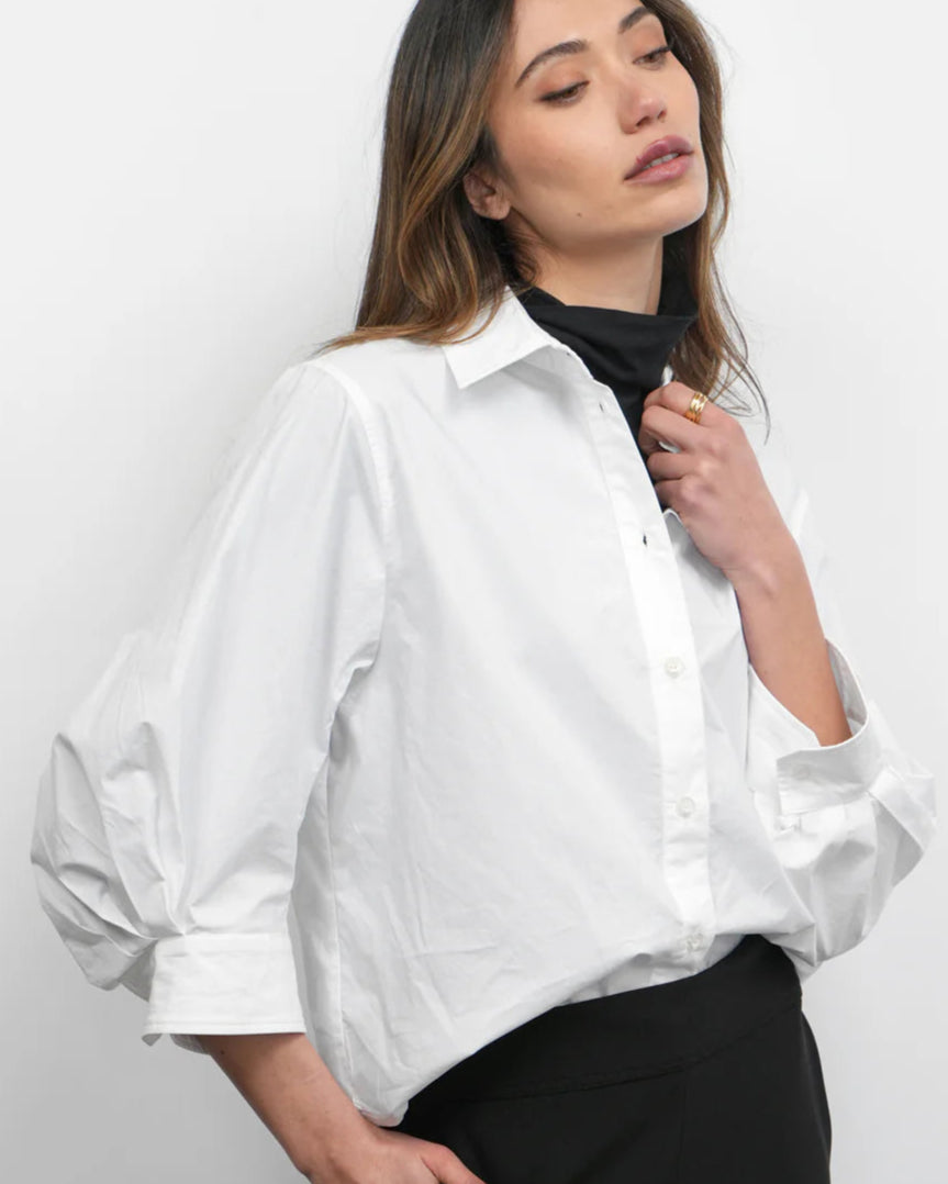 Lanny White Latern Sleeve Blouse