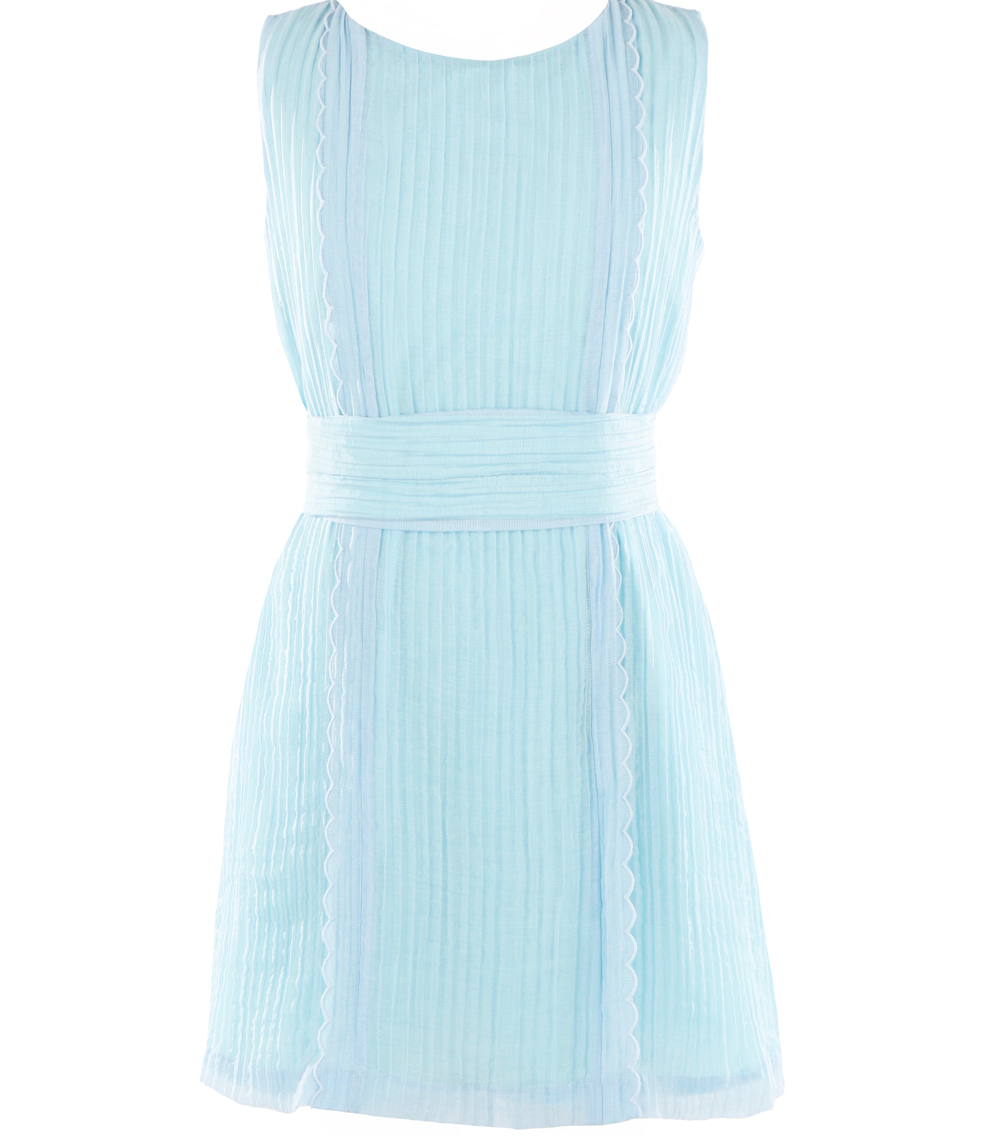 Blue Tucked Panel Dress