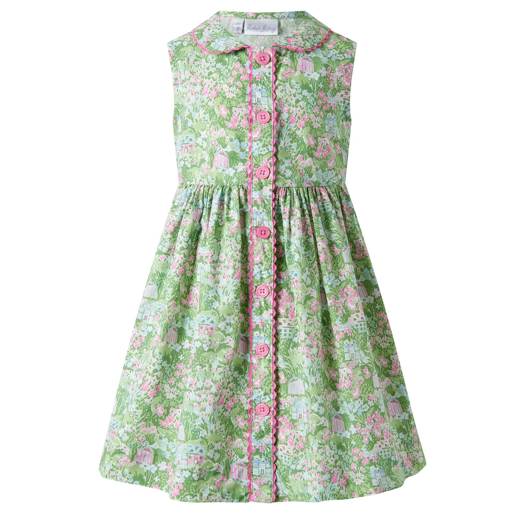 Rachel Riley Green Garden Ricrac Dress