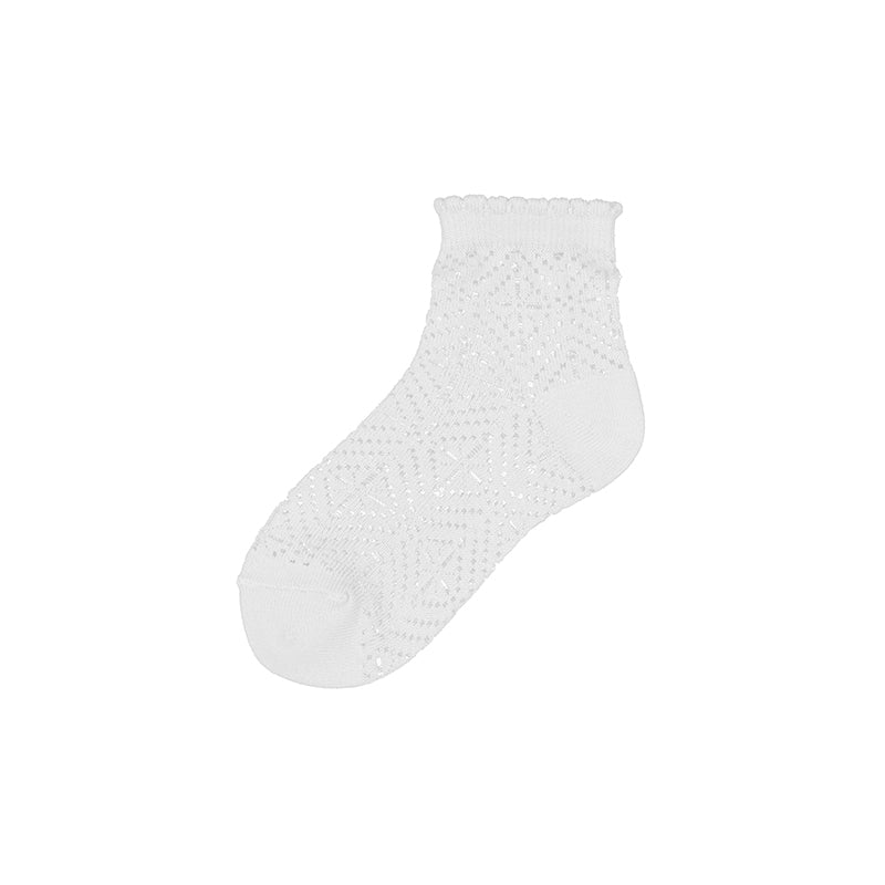 Girl's White Pointelle Sock