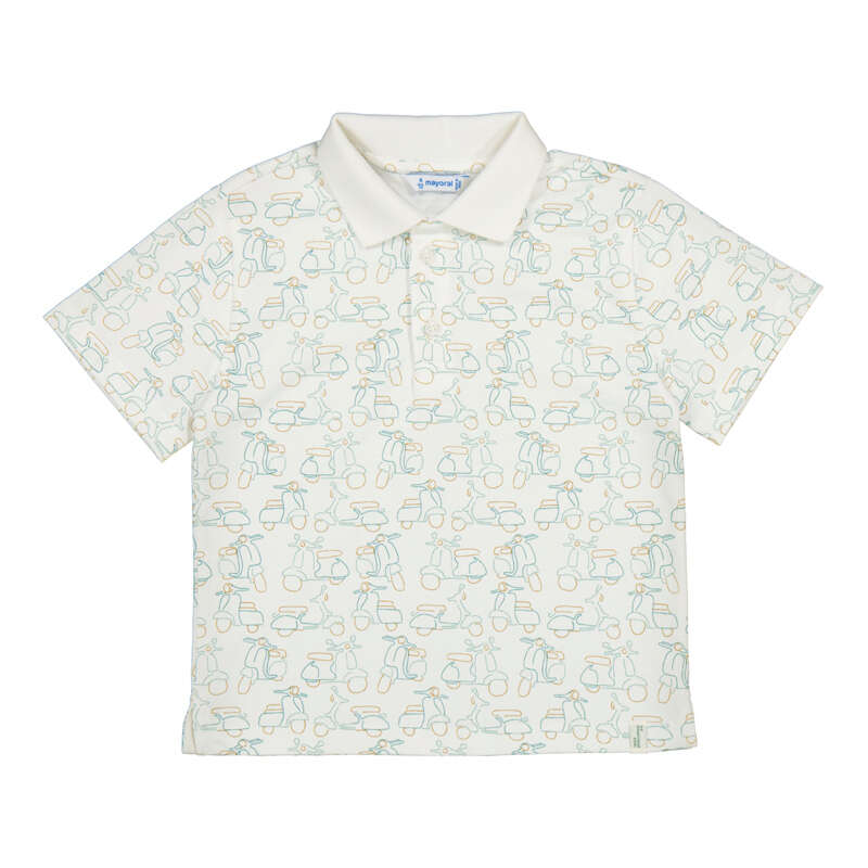 Boy's Cream Green Vespa Polo