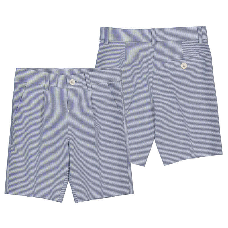 Boy's Blue Micro Stripe Linen Bremuda