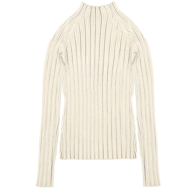 Girl's Cream Ribbed Mock Sweater