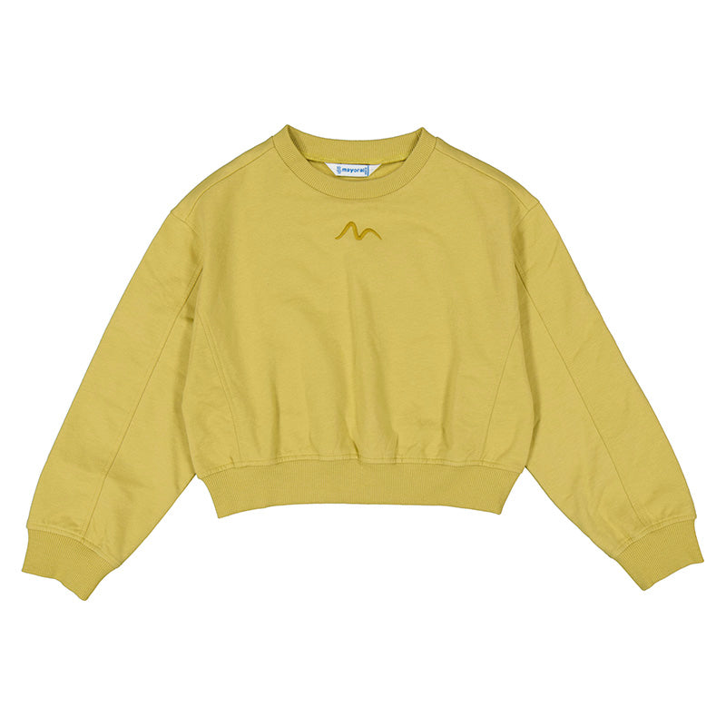 Girl's Mustard Crop Sweat Shirt
