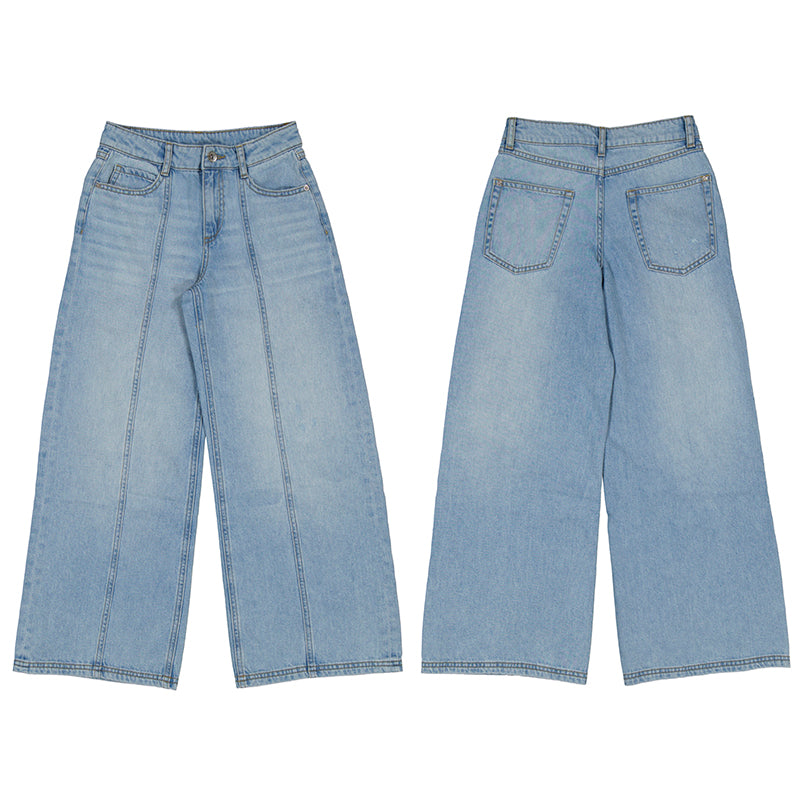 Girl's Wide Leg Barrel Faded Jean