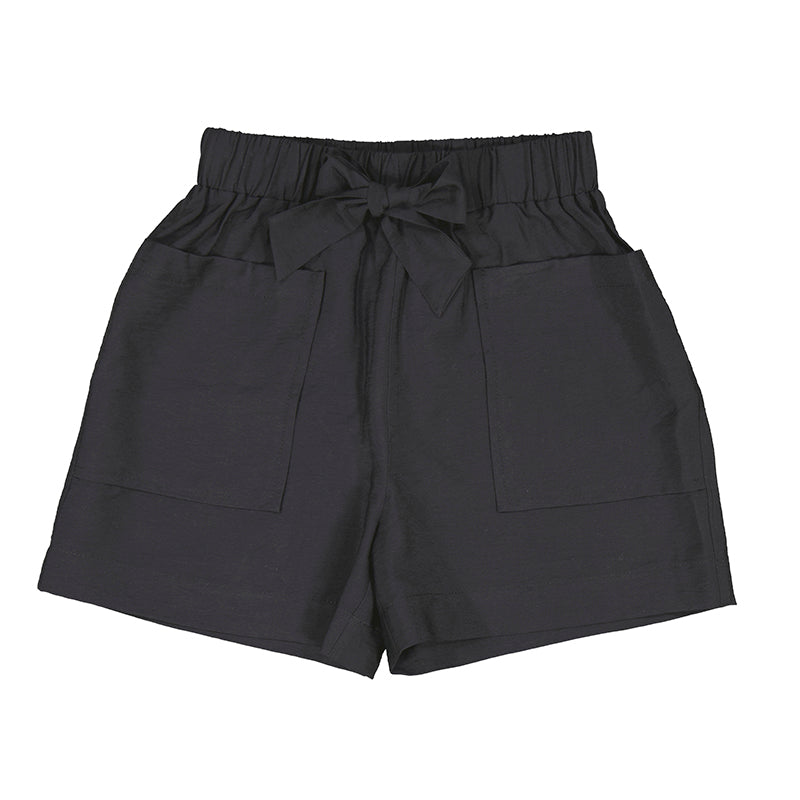 Girl's Black Rayon Big Pocket Short