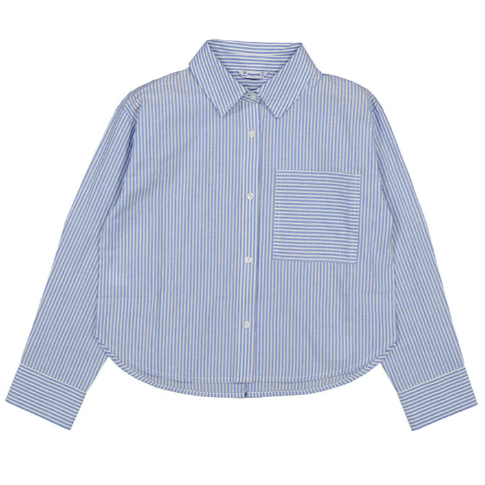Girl's Blue Bankers Stripe Shirt