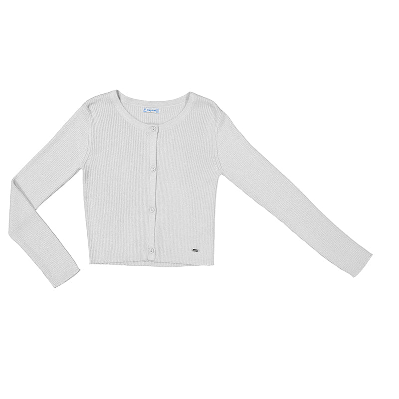Girl's White Simple Cardigan