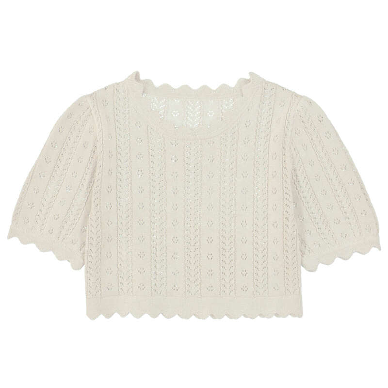 Ivory Pointelle Pullover Sweater