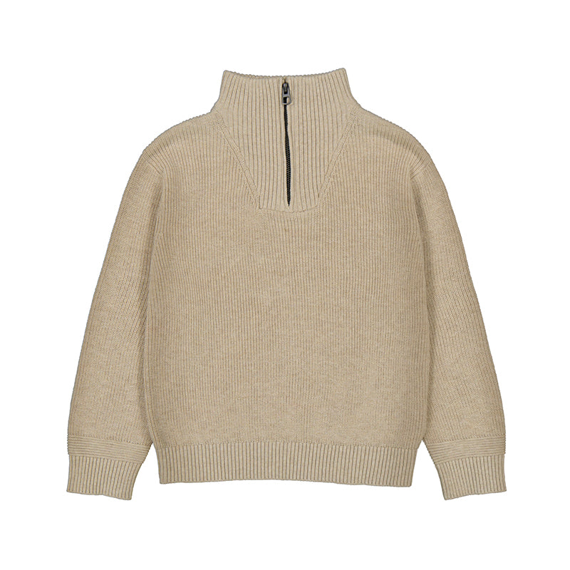 Boy's Beige Half Zip Sweater