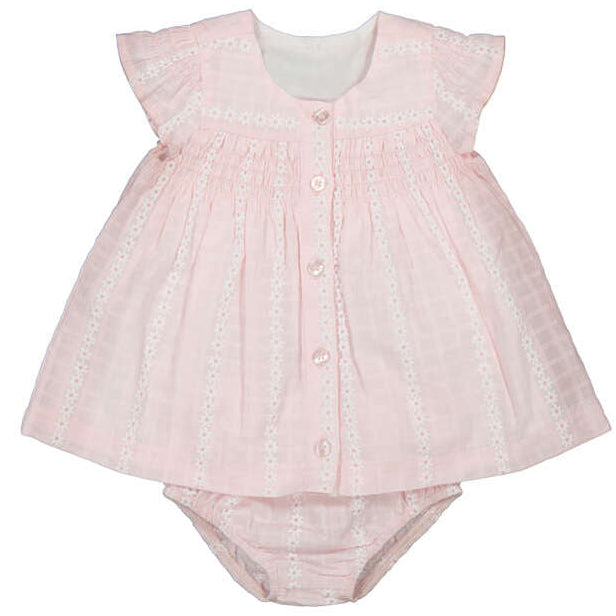 Pink Smocked Daisy Infant Dress