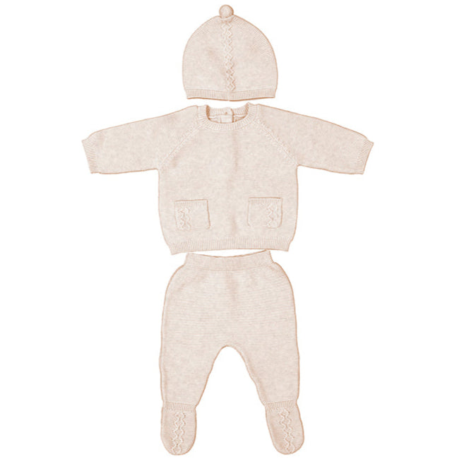 Sand Knit Footie Set with Cap